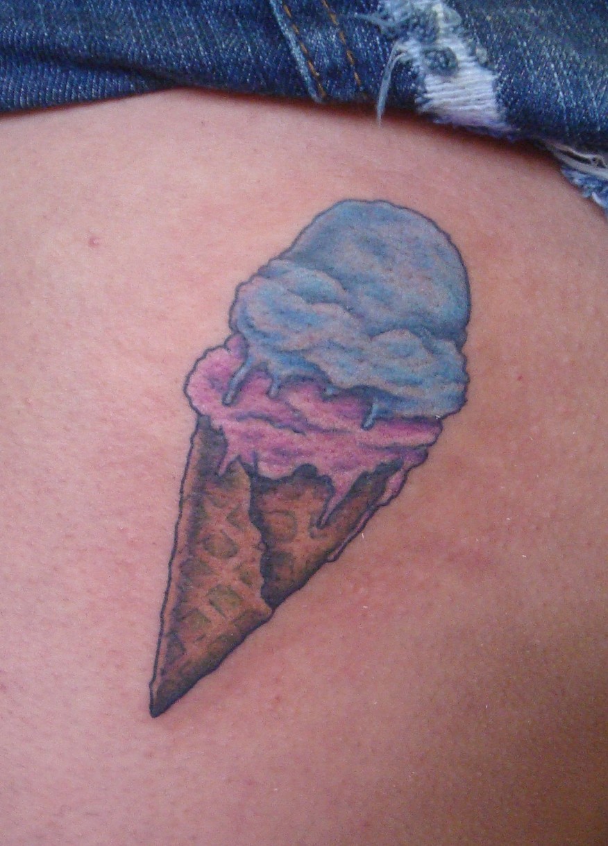 Simple Double Scoop Ice Cream Cone Tattoo