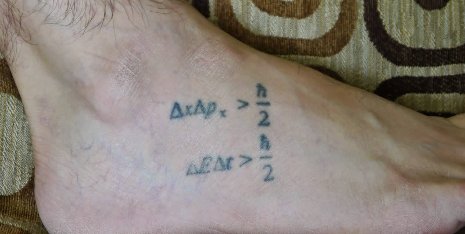 Simple Formula Equation Tattoo On Foot