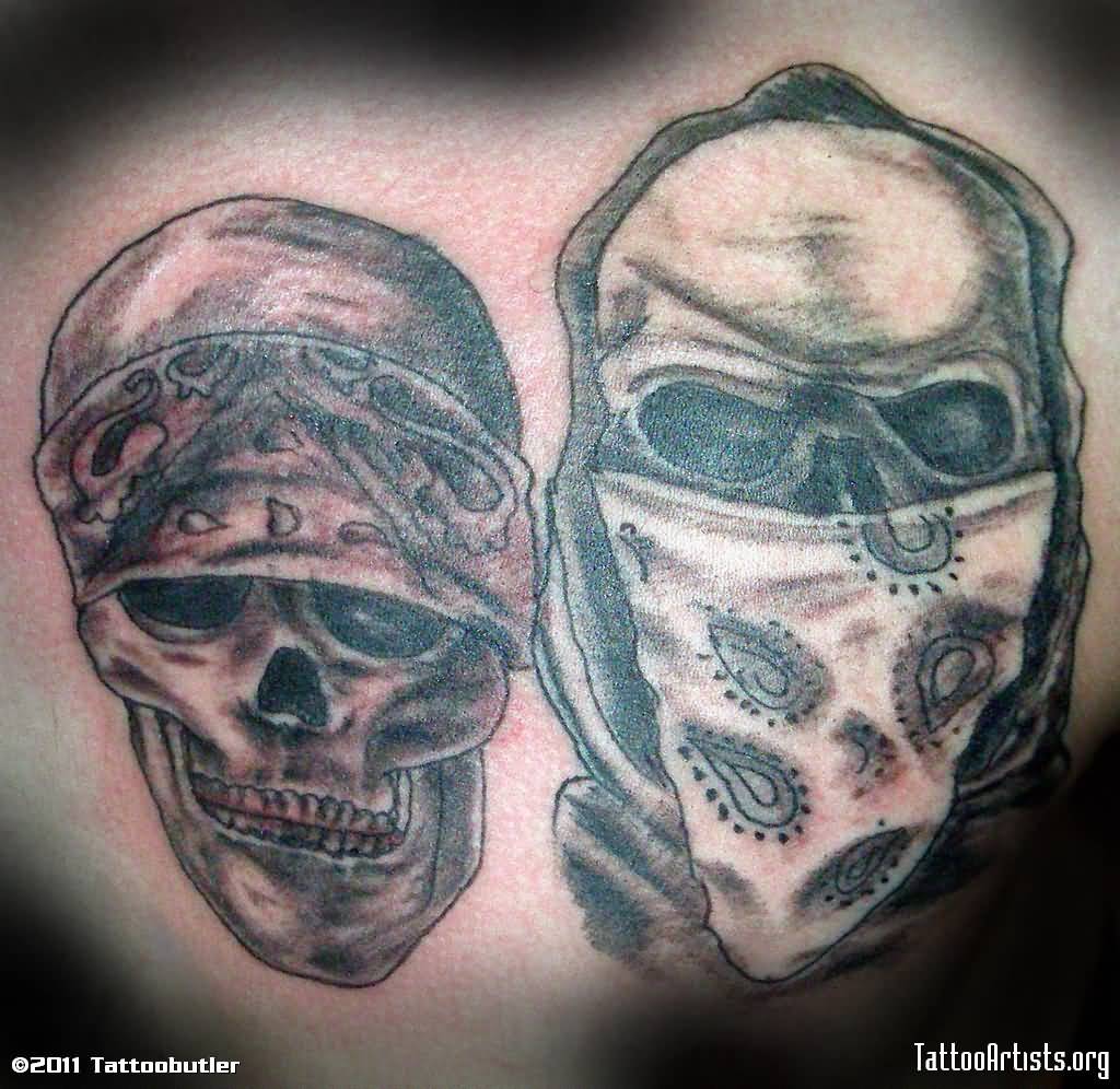 Simple Gangsta Skulls Tattoo