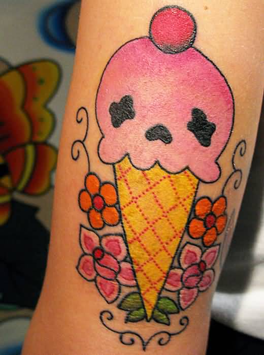 Simple Ice Cream Cone Traditional Tattoo