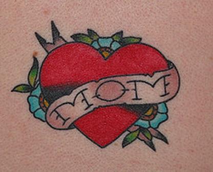 Simple Love Mom Traditional Tattoo