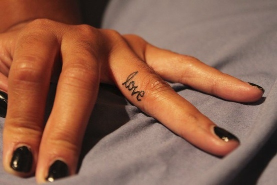 Simple Love Tattoo On Finger