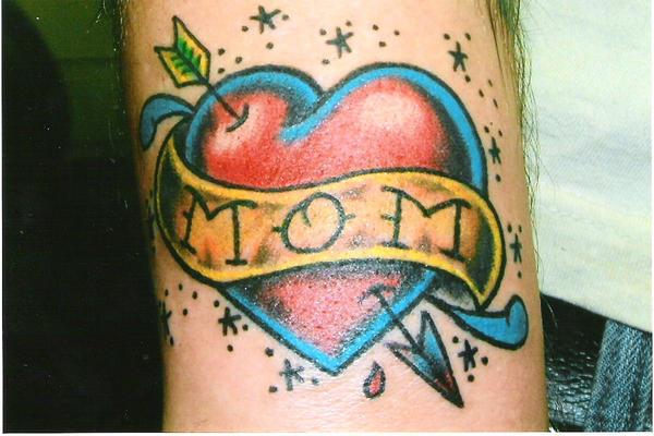 Simple Traditional Hurt Mom Heart Tattoo