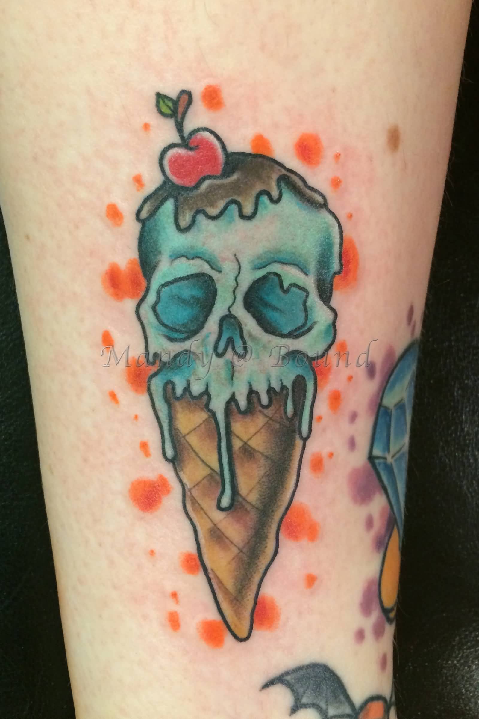 Skull Ice Cream Cone Tattoo