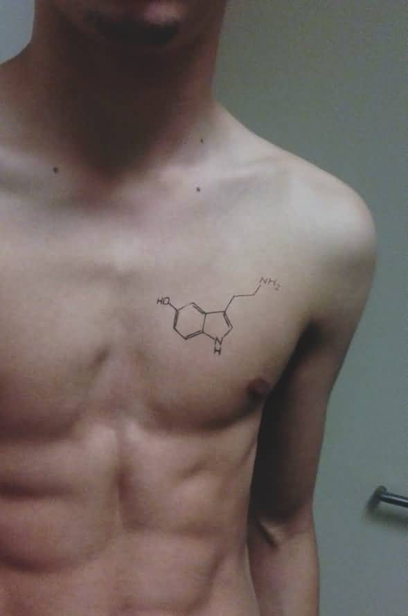 Small Chemistry Serotonin Equation Tattoo On Chest