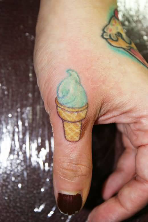 Small Ice Cream Tattoo On Hand