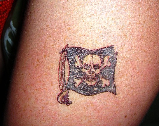 Small Pirate Flag Skull Tattoo