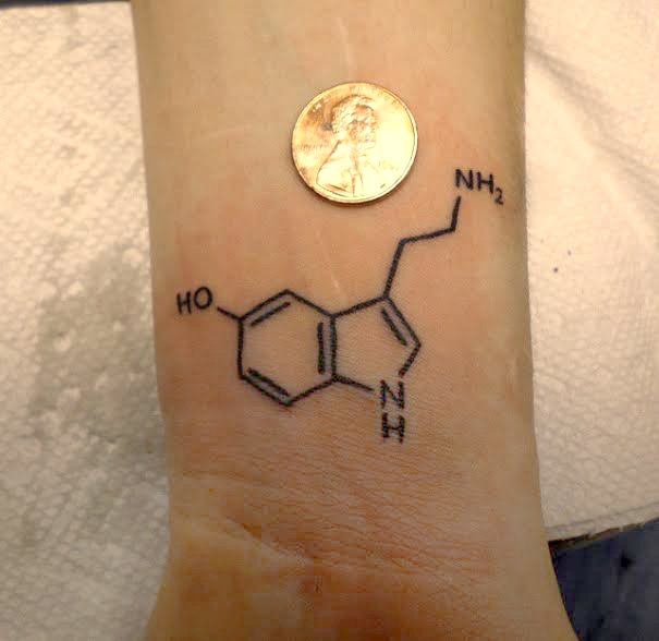 Small Serotonin Equation Of Chemistry Tattoo On Wrist