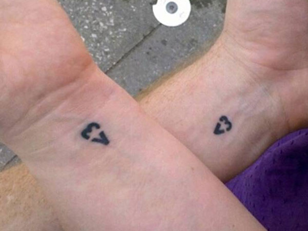 Smallest Matching Love Heart Tattoos On Wrists