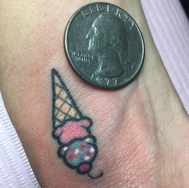 Smallest Upside Down Ice Cream Tattoo