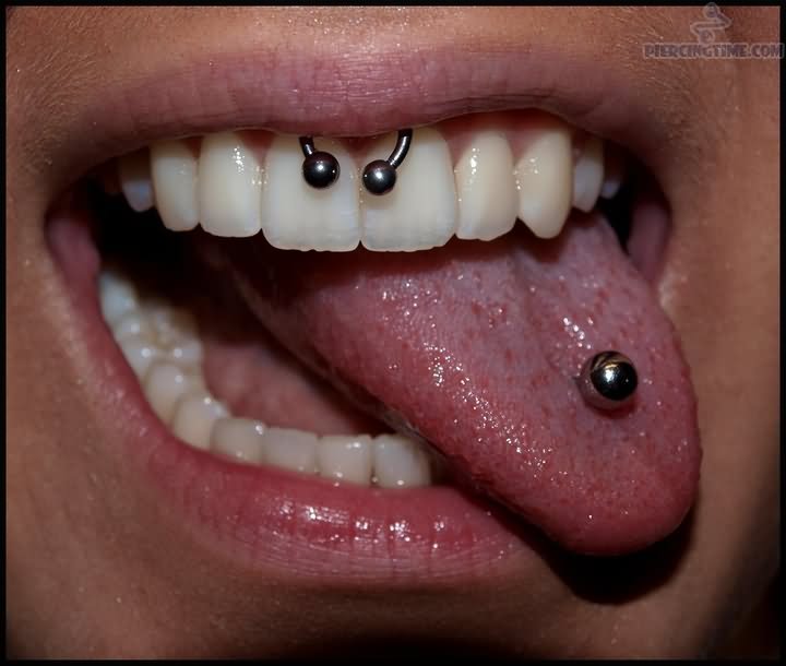 Smiley And Oral Tongue Piercing For Girls
