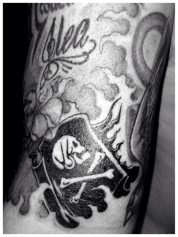 Smoke With Jolly Roger Flag Tattoo