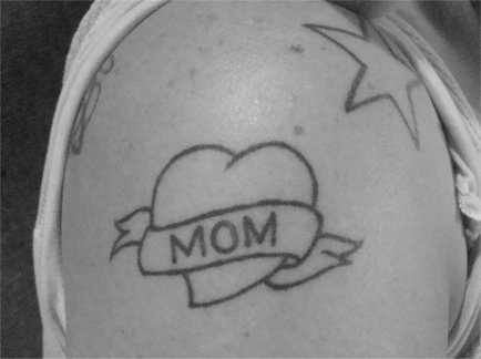 Star With Mom Heart Tattoo On Right Shoulder