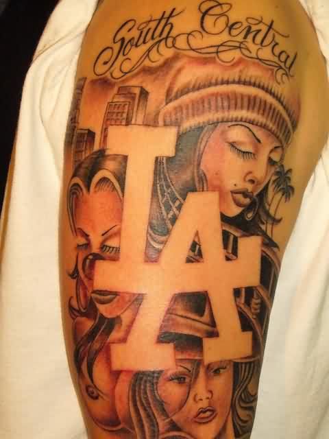 Superb Gangsta Girls Tattoo On Right Half Sleeve