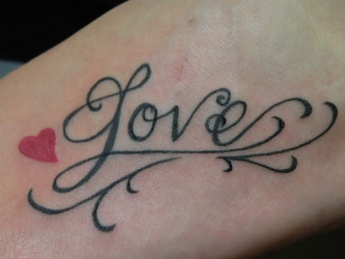 Tiny Red Heat And Love Tattoo