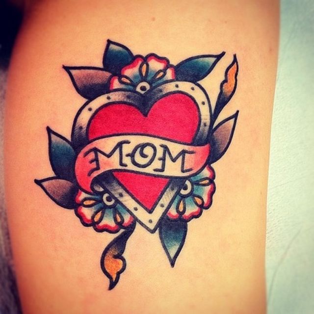 Traditional Love Mom Tattoo