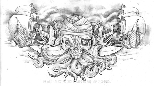 Unique Jolly Roger Tattoo Design By Themeatgrinder