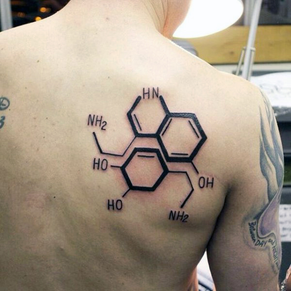 Very Nice Chemistry Equation Tattoo On Right Back Shoulder