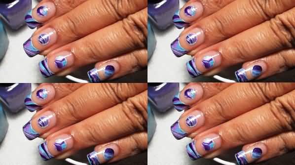 Water Marble Negative Space Nail Art Design