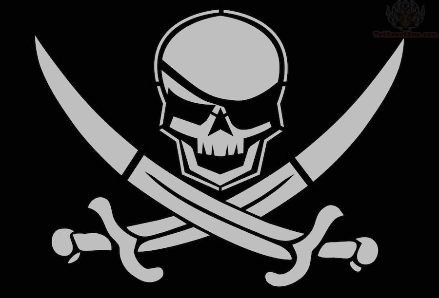 White And Black Jolly Roger Tattoo Design