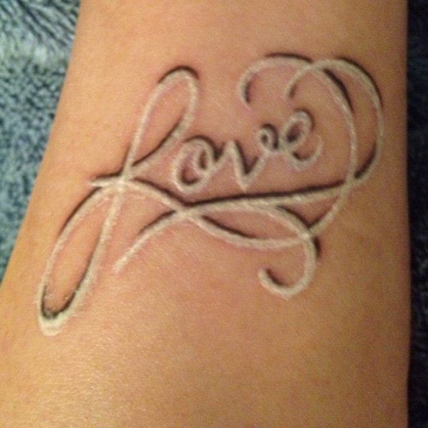 White Ink Love Tattoo
