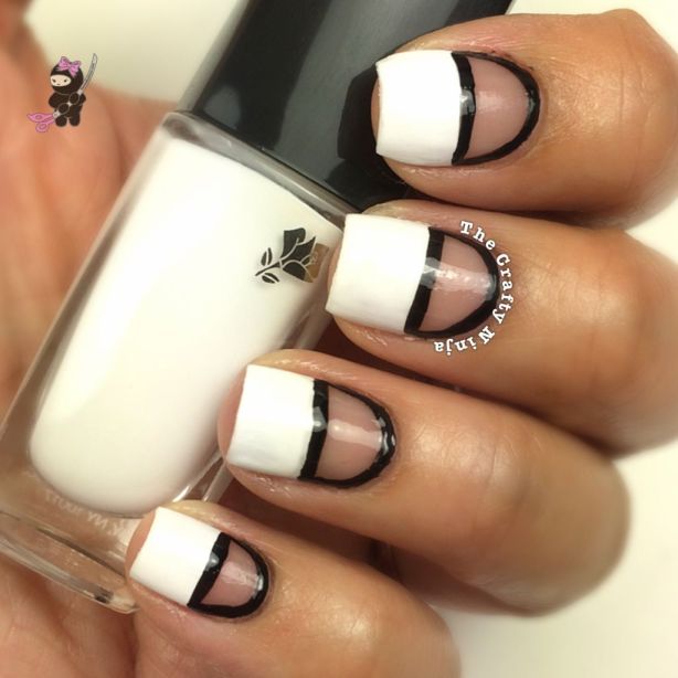 White Tip And Negative Space Nail Art Design