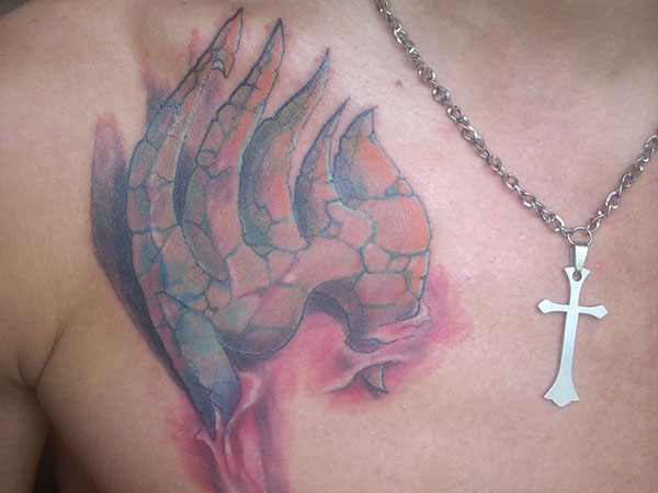 Wonderful 3D Fairy Tail Symbol Tattoo On Right Chest
