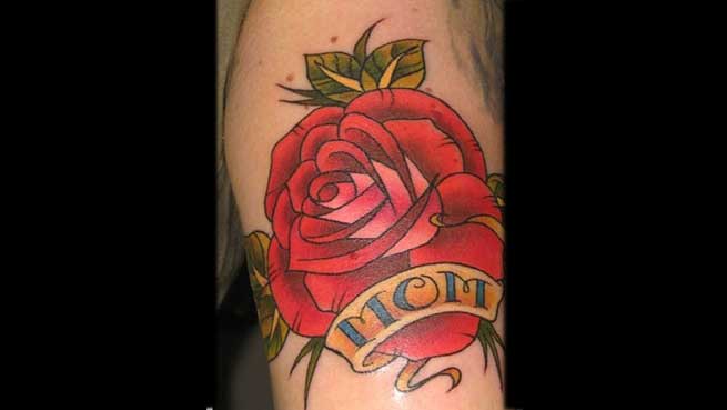 Wonderful Rose Mom Tattoo On Arm