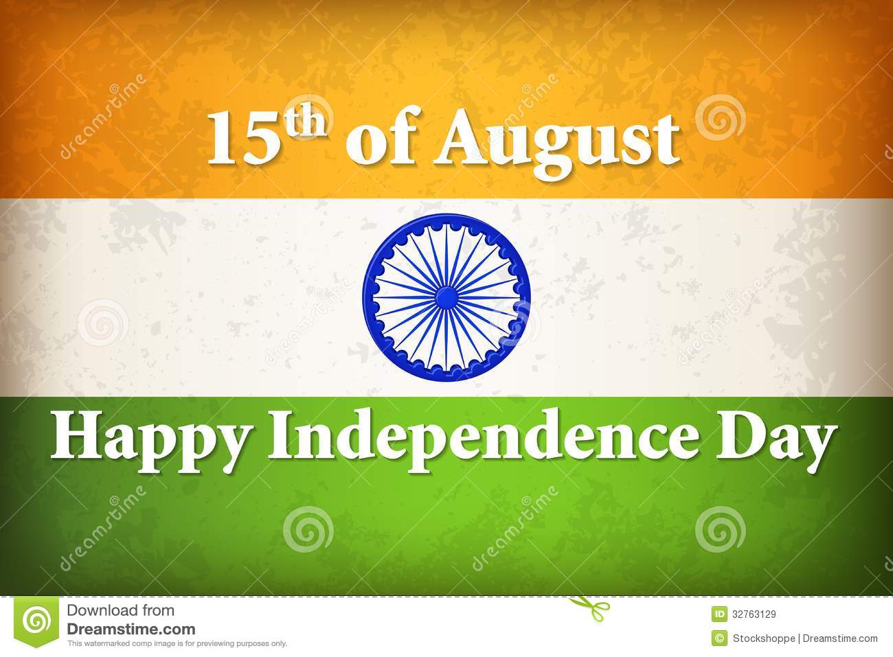 15th Of August Happy Independence Day Indian Flag In Background