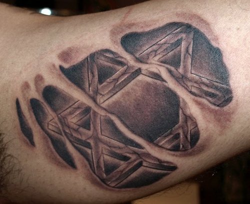 3D Grey Star Of David Tattoo On Arm