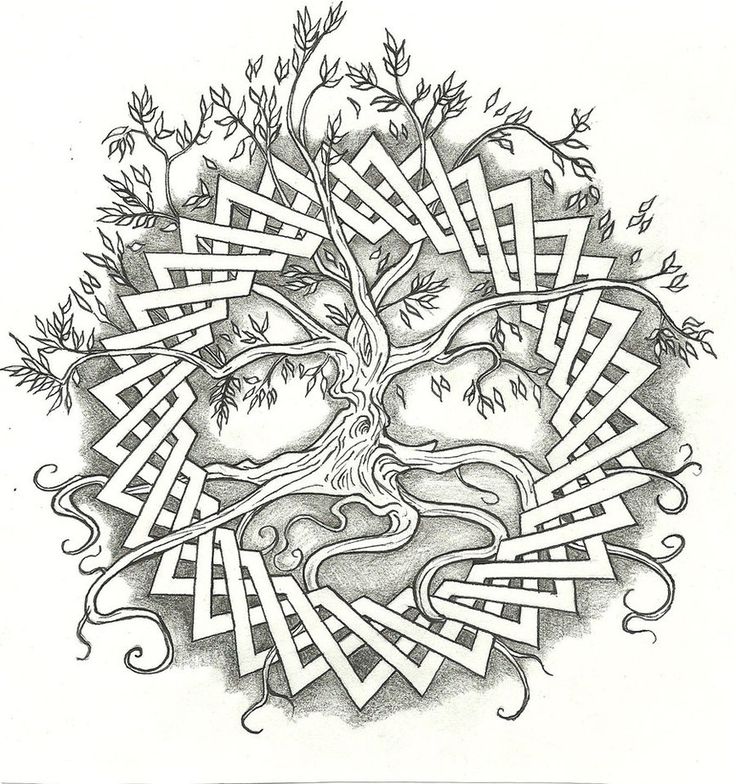 Amazing Black And White Tree Of Life Tattoo Stencil