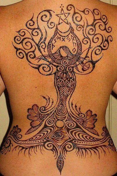 Amazing Goddess Tree Tattoo On Full Back