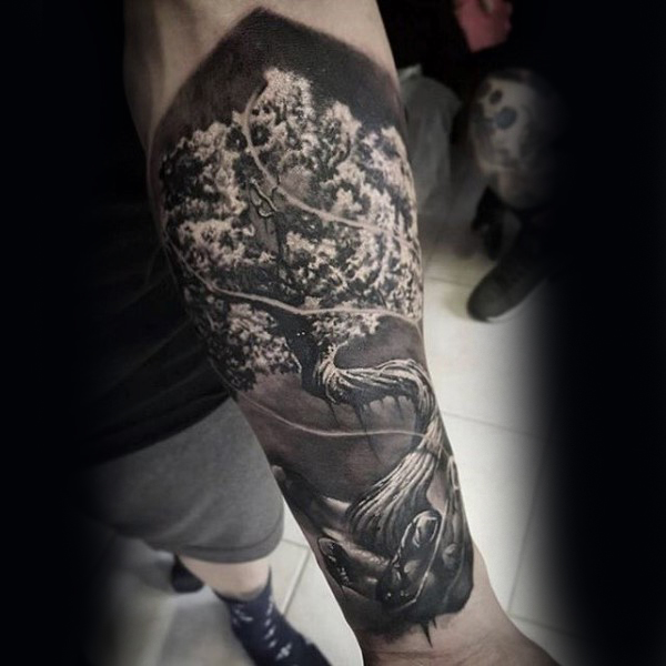 Amazing Tree Of Life Tattoo On Arm Sleeve