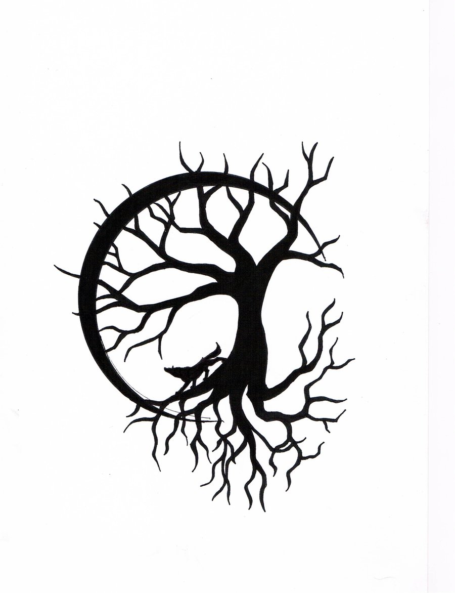 Amazing Wolf And Tree Of Life Tattoo Design By CalamityMoon
