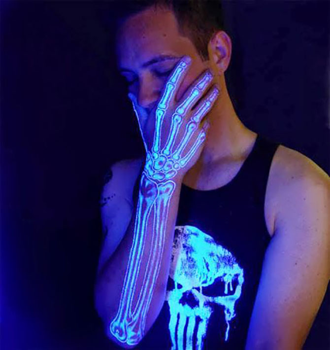 Arm Sleeve Skeleton UV Tattoo For Men