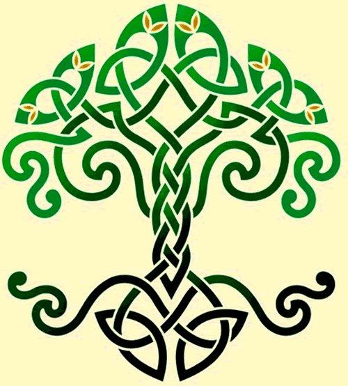 Attractive Green And Black Celtic Tree Of Life Tattoo Design