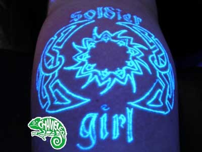 Attractive Soldier Girl Symbol UV Tattoo
