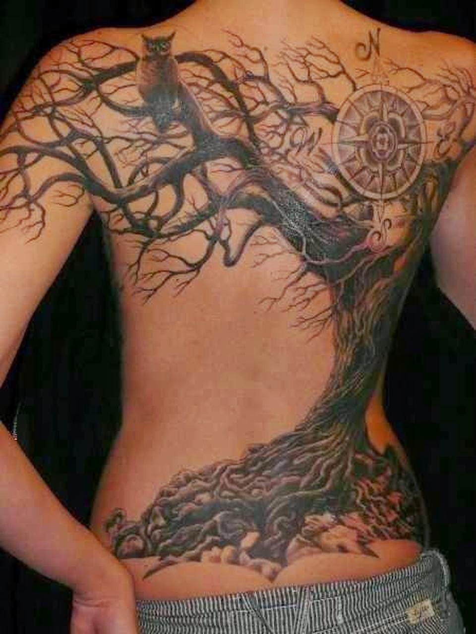 Awesome Big Pagan Tree Tattoo On Full Back
