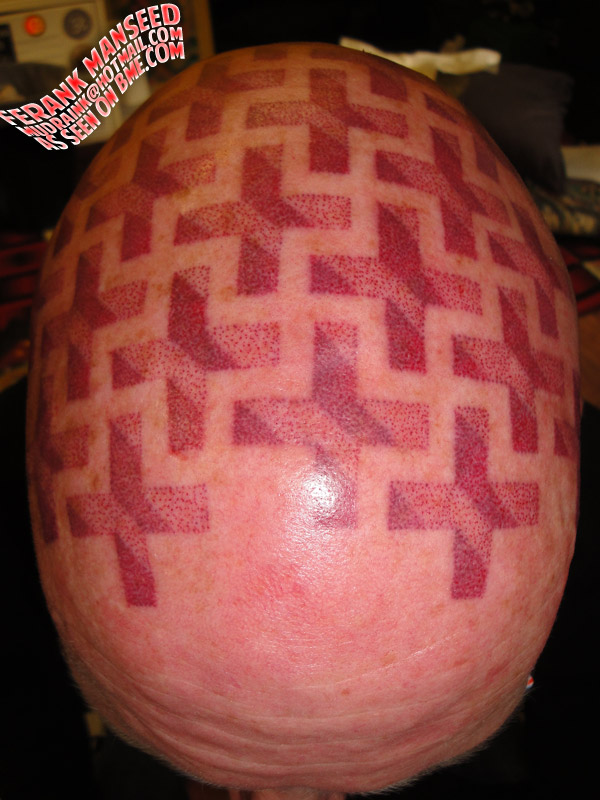 Awesome Design Scarification Tattoo On Head