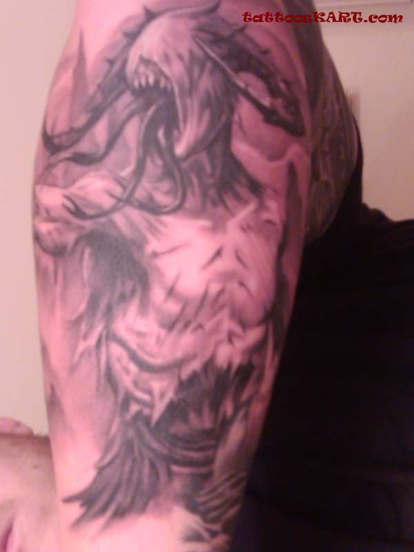 Awesome Large Satan Tattoo