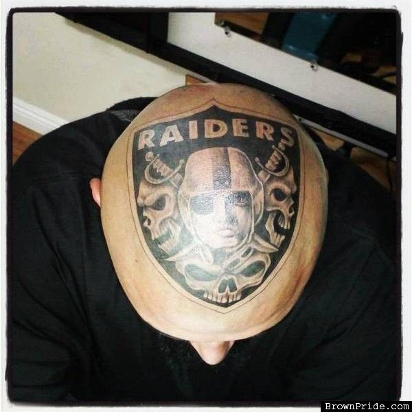 Awesome Oakland Raiders Skulls Tattoo On Head