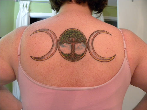 Awesome Pagan Tattoo On Upper Back