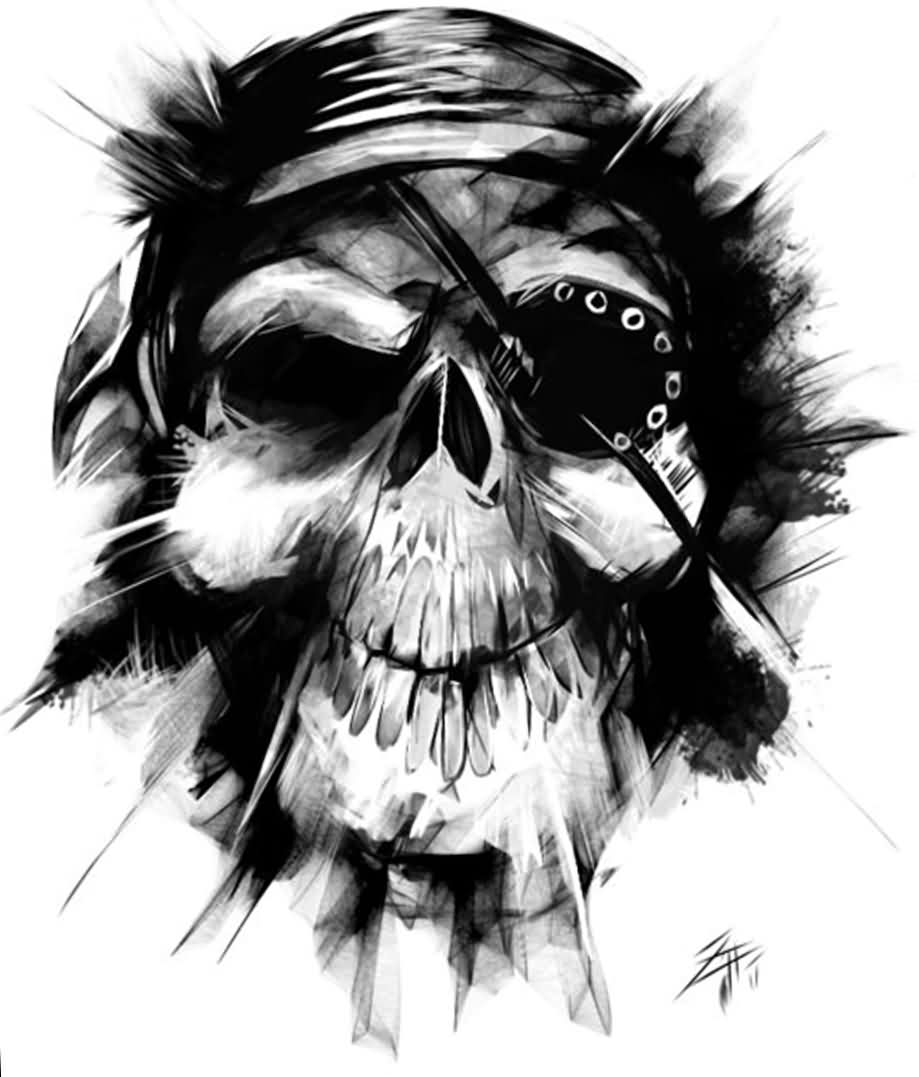 Awesome Pirate Skull Tattoo Sample