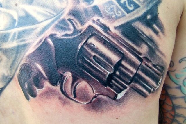 Awesome Revolver Weapons Tattoo