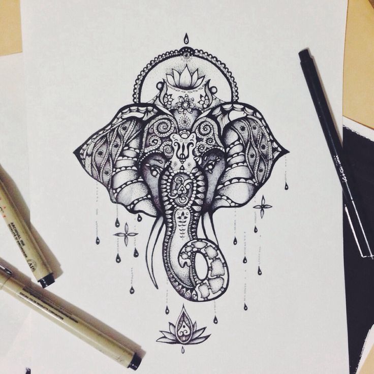 Awesome Spiritual Ganesha Head Tattoo Design