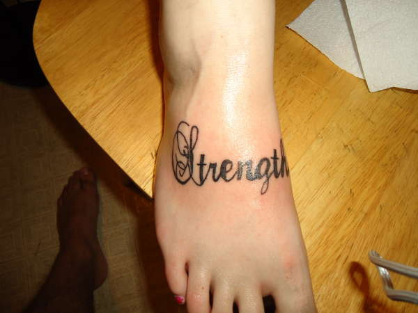 Awesome Strength Foot Tattoo For Girls