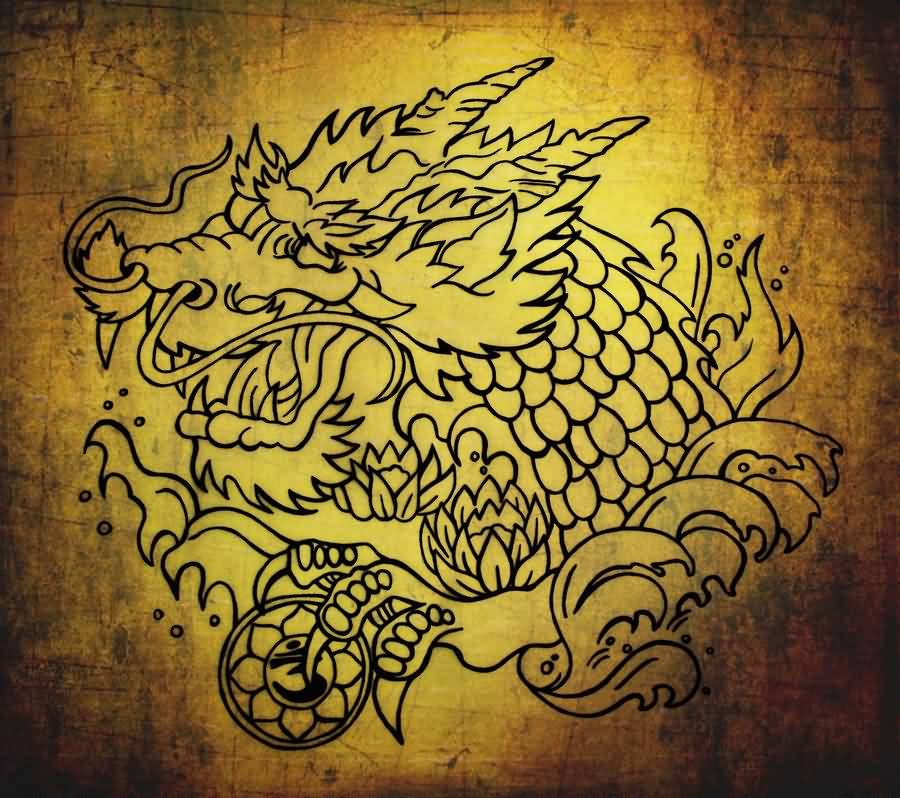 Awesome Tibetan Dragon Tattoo Design By Blacksilence92