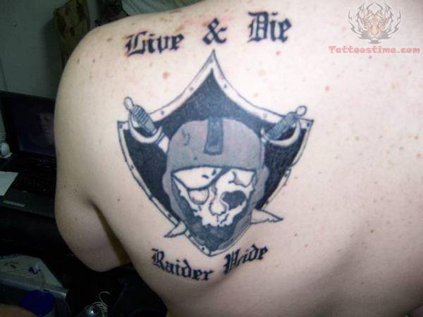 Awful Dead Oakland Raiders Back Shoulder Tattoo