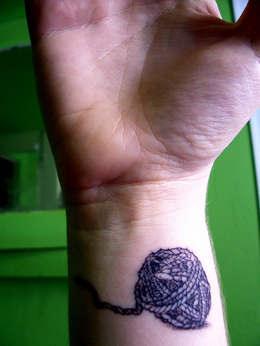 Awful Yarn Ball Tattoo On Wrist