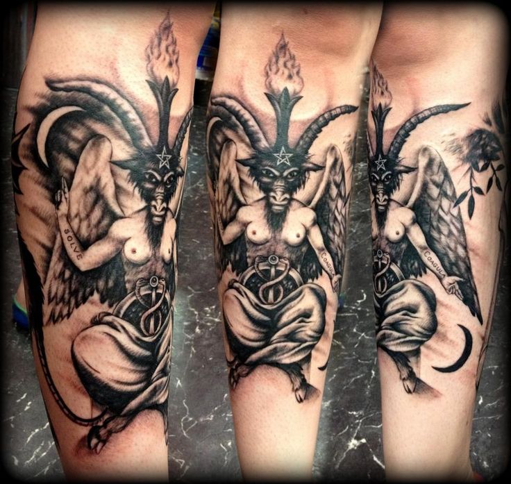 Baphomet Satan Tattoo On Forearm